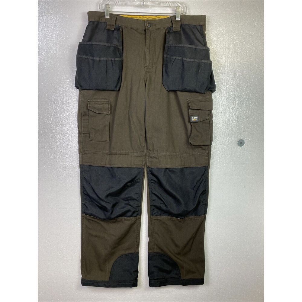 Caterpillar CAT C172 Work Pants Mens 38/34 Brown Hvy Canvas Tool‎ Gear Pockets